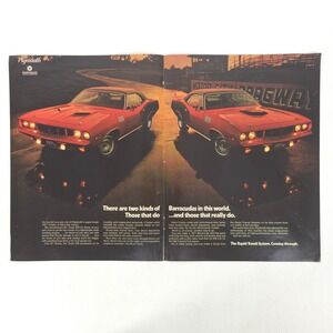 Vintage Plymouth Barracuda Print Ad Muscle Car Mancave Decor Promo Garage Wall